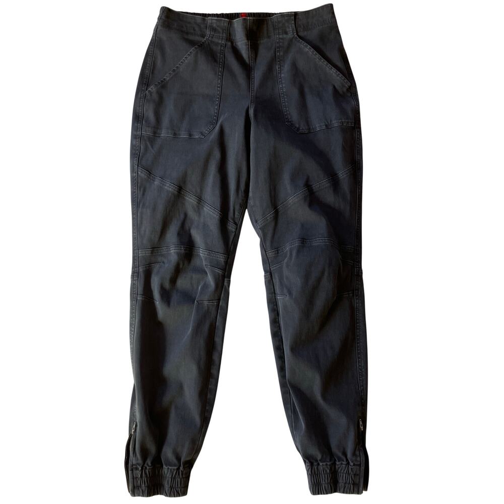 Spanx Stretch Pull On High Waist Paneled Jogger Pants Size Large Charcoal Grey